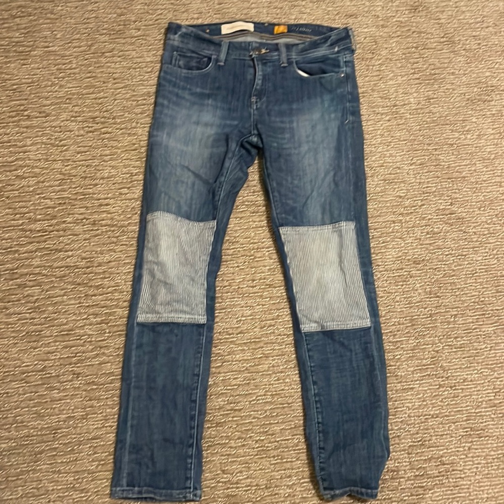 Cute straight cut patch jeans